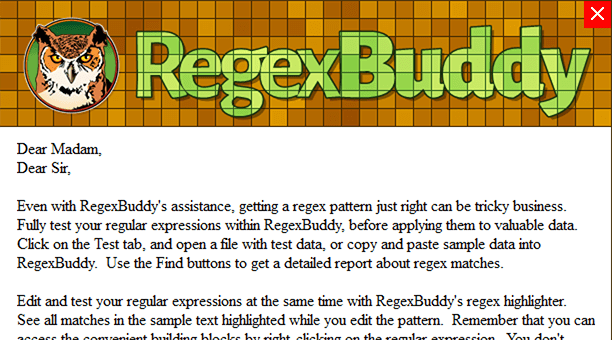 RegexBuddy v4.9，正则式助手，写正则表达式的最佳伴侣